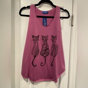NWT Mexicali Blues Size OS Purple Black Cat Mandala Graphic Print Tank Top Boho